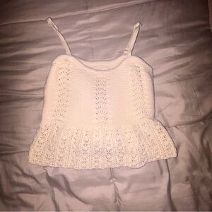 knit cropped cream tank top